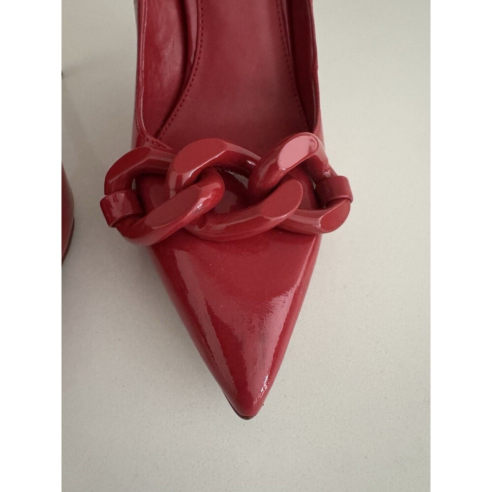 MICHAEL KORS Scarlett Chain Link Leather Pump red Size 6 - Picture 3 of 16